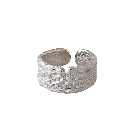 Simple Irregular Wide 925 Sterling Silver Adjustable Ring