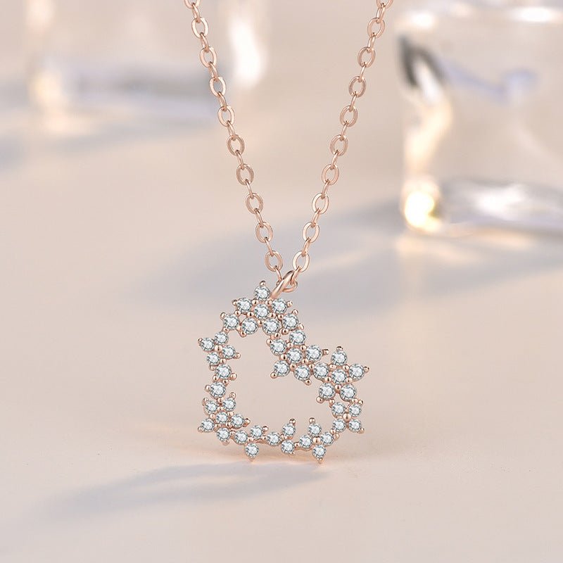 Beautiful CZ Heart Garland 925 Sterling Silver Necklace - JEWELLY