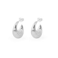 Bold Irregular Pattern S999 Sterling Silver Large Hoop Earrings