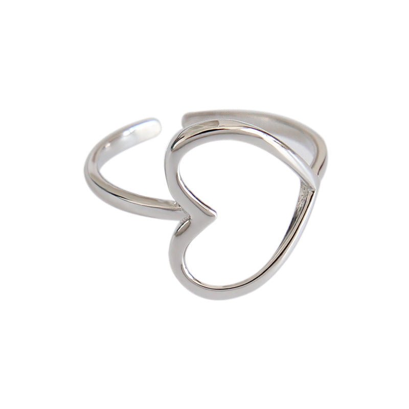 Bridesmaid Hollow Heart 925 Sterling Silver Adjustable Ring - JEWELLY