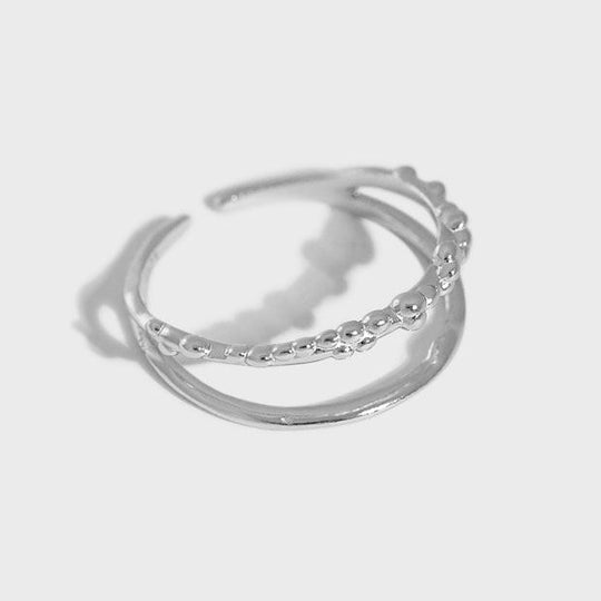 Casual Double Layer 925 Sterling Silver Adjustable Ring - JEWELLY