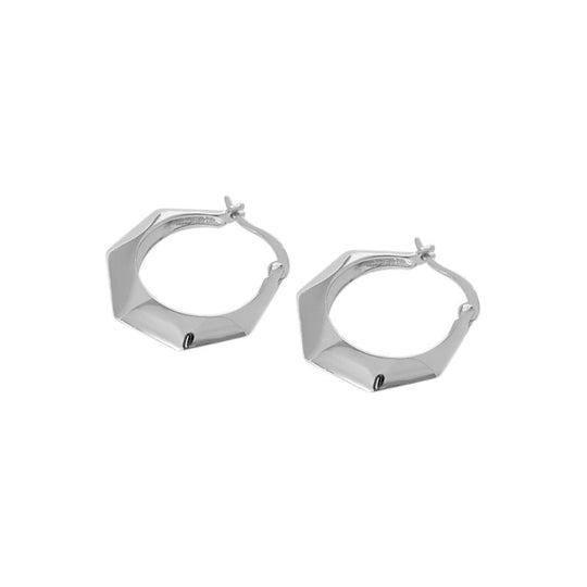 Casual Geometry Hollow Hexagon 925 Sterling Silver Hoop Earrings - JEWELLY