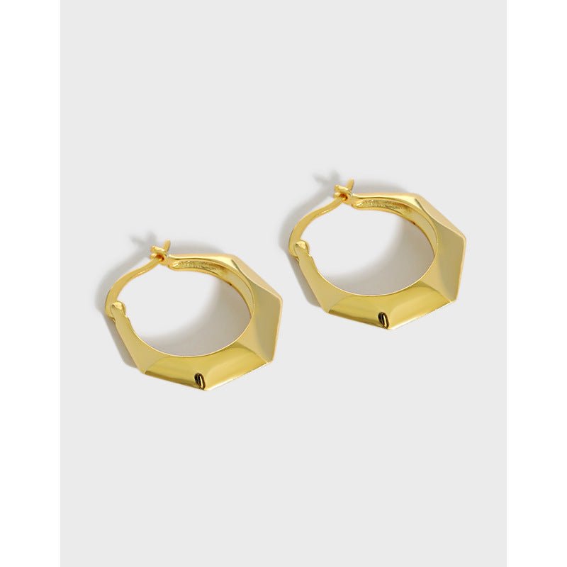 Casual Geometry Hollow Hexagon 925 Sterling Silver Hoop Earrings - JEWELLY