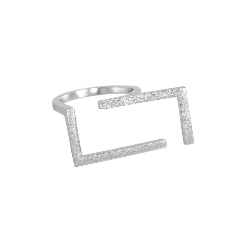 Casual Geometry Hollow Rectangle 925 Sterling Silver Adjustable Ring - JEWELLY