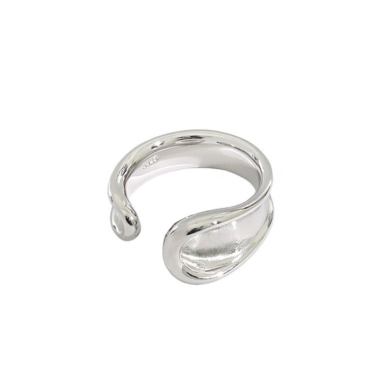 Casual Geometry Irregular River 925 Sterling Silver Adjustable Ring - JEWELLY