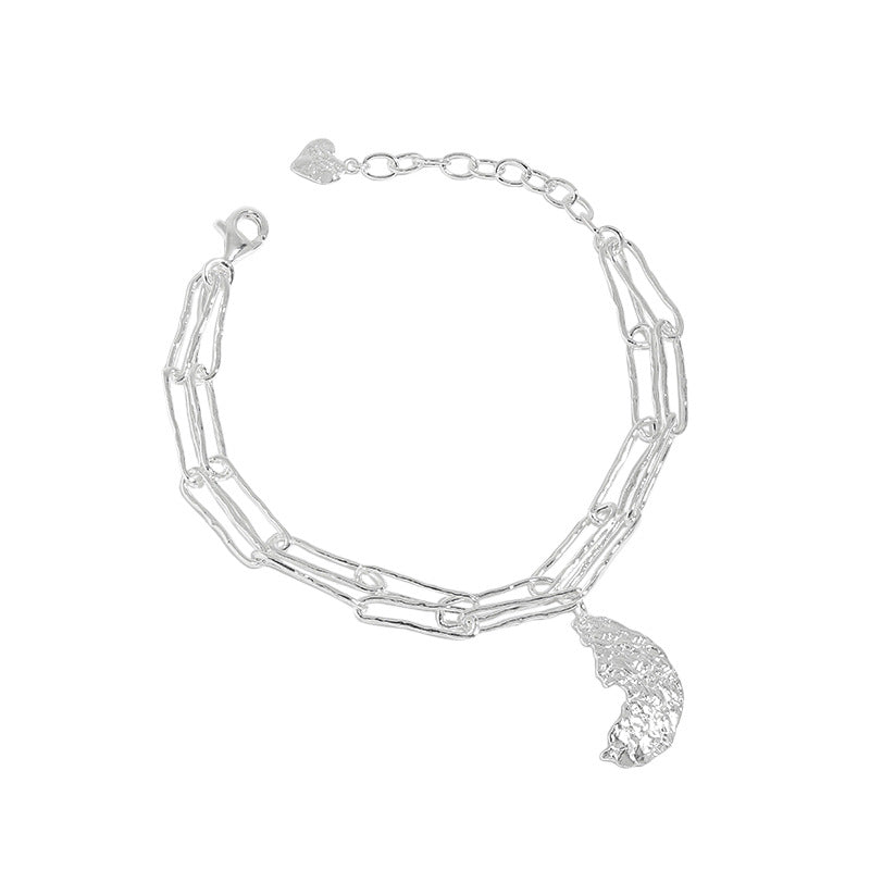 Casual Irregular Crescent Moon Hollow Chain 925 Sterling Silver Bracelet - JEWELLY