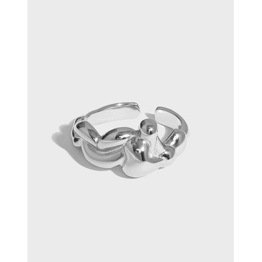 Casual Irregular Sea Wave 925 Sterling Silver Adjustable Ring - JEWELLY