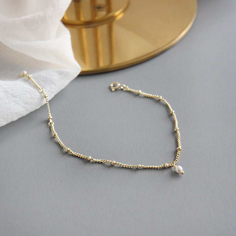 Casual Shell Pearl 925 Sterling Silver Chain Bracelet - JEWELLY