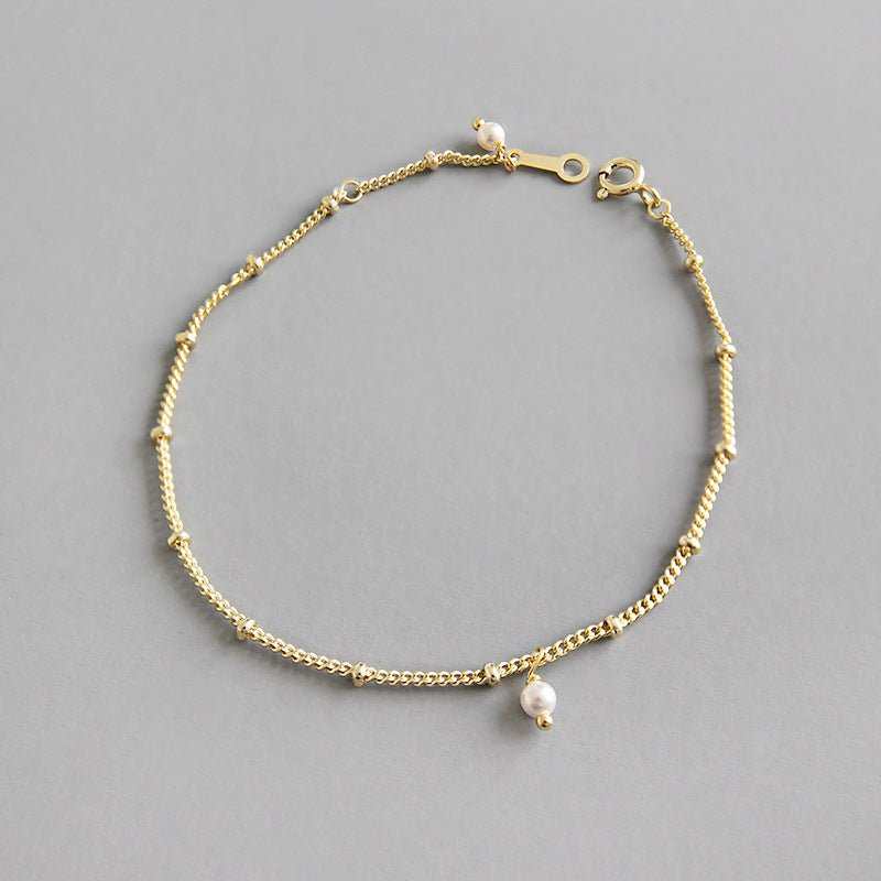 Casual Shell Pearl 925 Sterling Silver Chain Bracelet - JEWELLY