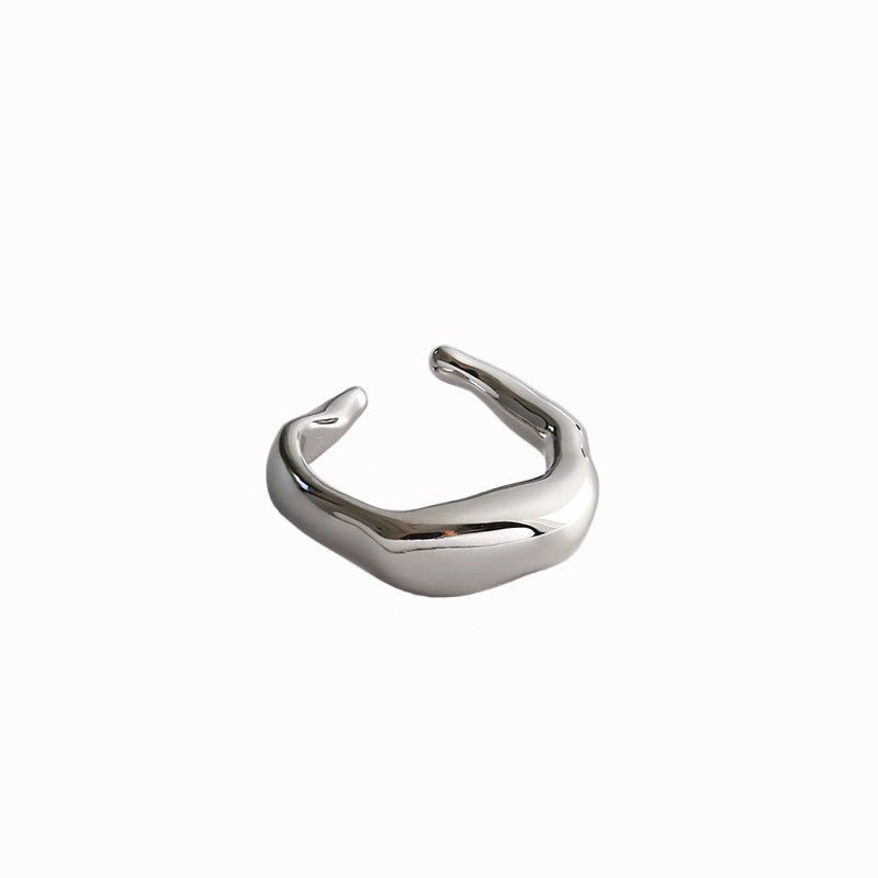 Classic Irregular Lines 925 Sterling Silver Adjustable Ring - JEWELLY