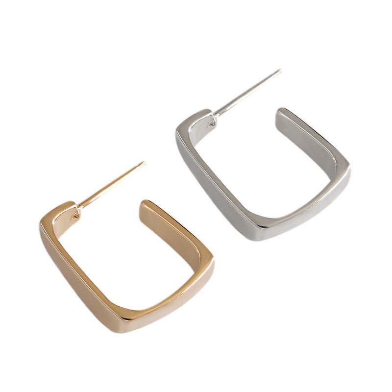 Classic Rectangle 925 Sterling Silver Hoop Earrings - JEWELLY