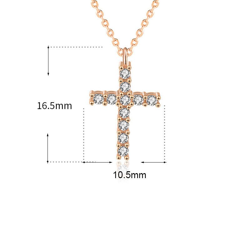 Classic Simple CZ Cross 925 Sterling Silver Necklace - JEWELLY