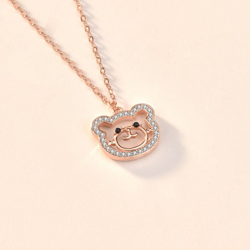 Cute CZ Animal Bear 925 Sterling Silver Necklace - JEWELLY