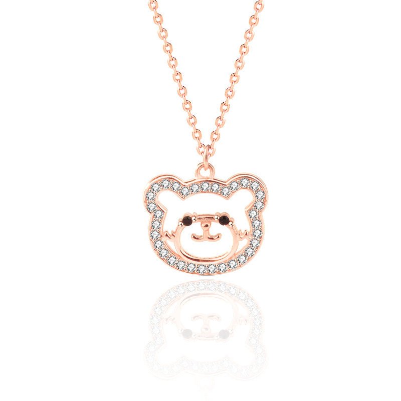 Cute CZ Animal Bear 925 Sterling Silver Necklace - JEWELLY