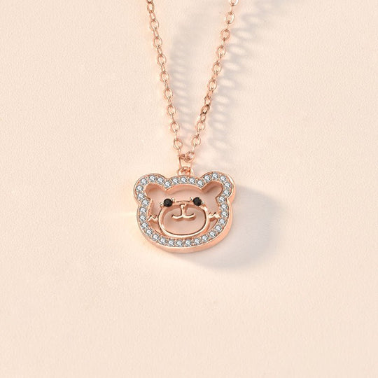 Cute CZ Animal Bear 925 Sterling Silver Necklace - JEWELLY