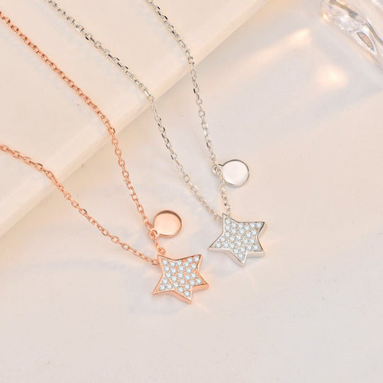 Cute CZ Lucky Star 925 Sterling Silver Necklace - JEWELLY