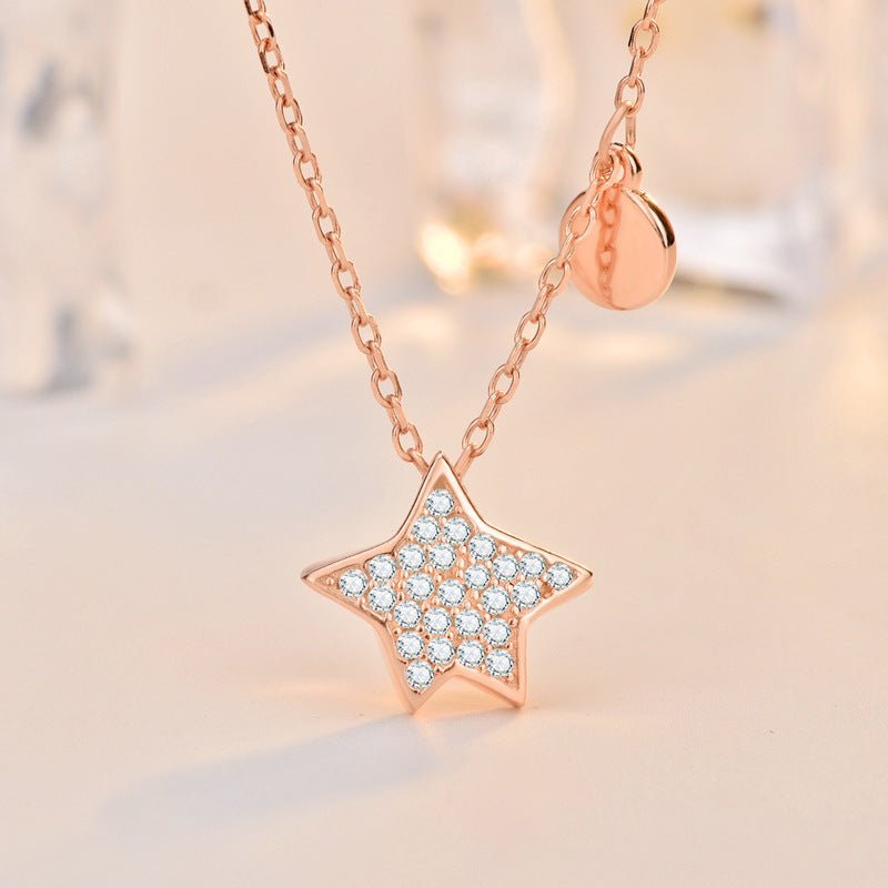 Cute CZ Lucky Star 925 Sterling Silver Necklace - JEWELLY