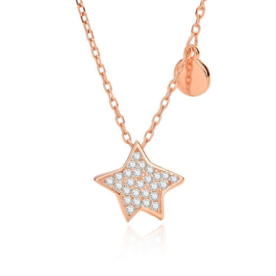 Cute CZ Lucky Star 925 Sterling Silver Necklace - JEWELLY