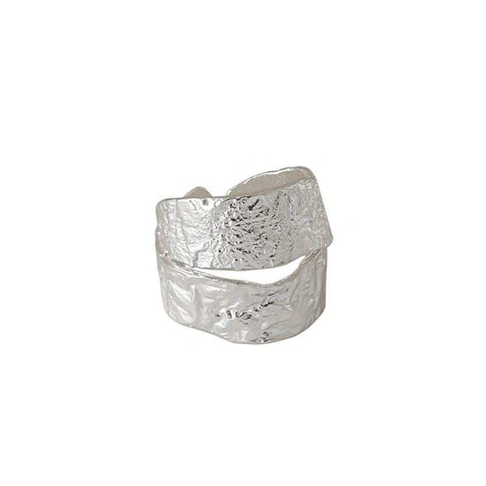 Double Layer Irregular Face 925 Sterling Silver Adjustable Ring - JEWELLY