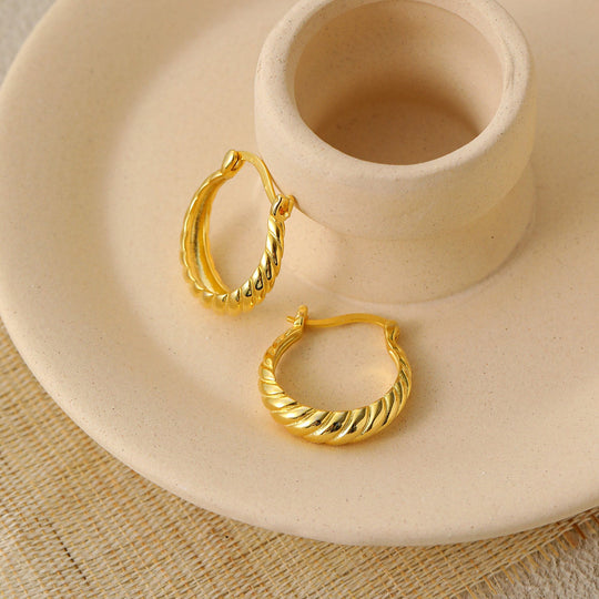 Elegant Twisted 925 Sterling Silver Hoop Earrings - JEWELLY