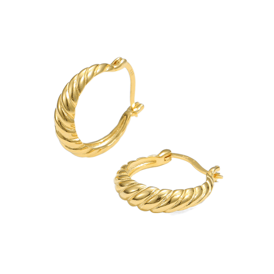 Elegant Twisted 925 Sterling Silver Hoop Earrings - JEWELLY