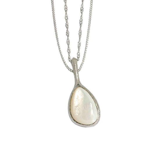 Elegant Waterdrop Mother of Shell 925 Sterling Silver NecklaceMain Stone: Mother of Shell
Main Stone Quantity: 1 
Pendant Size: 30mm * 13mm 
Metal Material: Solid 925 Sterling Silver
Metal Electroplating: Rhodium
Chain Length: JEWELLYJEWELLYShell 925 Sterling Silver Necklace