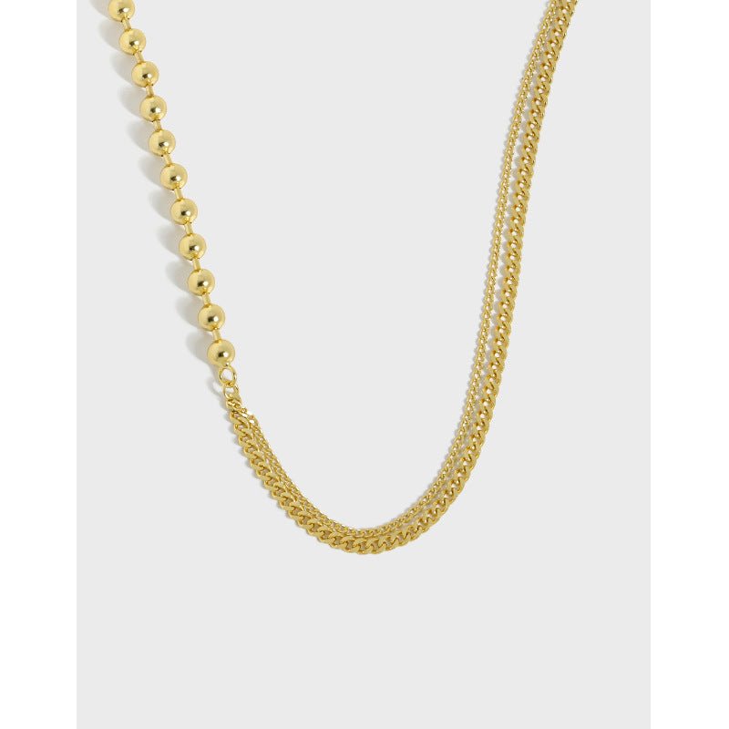 Fashion Asymmetry Beads Chain 925 Sterling Silver Necklace - JEWELLY