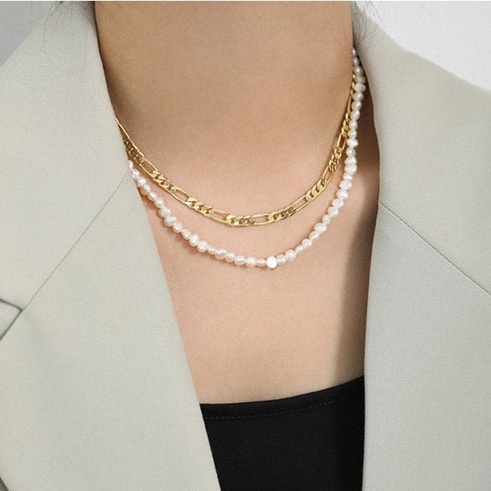 Fashion Baroque Freshwater Pearl 925 Sterling Silver Necklace - JEWELLY