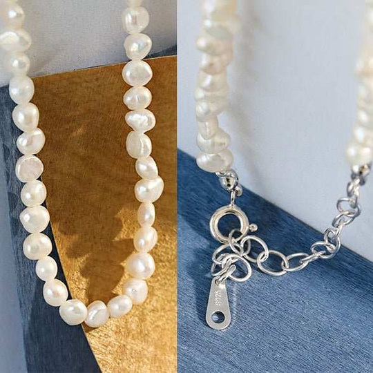 Fashion Baroque Freshwater Pearl 925 Sterling Silver Necklace - JEWELLY