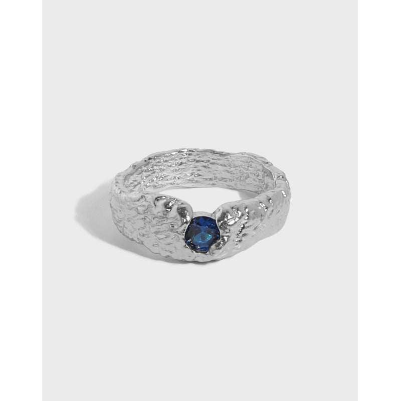 Fashion Blue CZ Irregualr 925 Sterling Silver Ring - JEWELLY