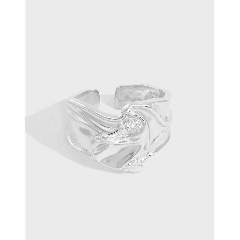 Fashion CZ Flowing River 925 Sterling Silver Adjustable Ring - JEWELLY