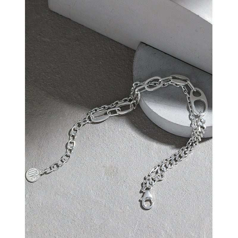 Fashion Double Layers Pig Nose Curb Chain  925 Sterling Silver BracelePendant Size: 9mm/7.3mm 
Metal Material: Solid 925 Sterling Silver
Metal Electroplating: Rhodium
Chain Length: 160mm + 45mm Adjustable
Total Weight: 10.2gJEWELLYJEWELLYFashion Double Layers Pig Nose Curb Chain 925 Sterling Silver Bracelet