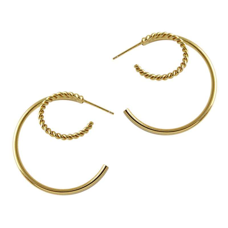 Fashion Double Layers Twisted 925 Sterling Silver Hoop Earrings - JEWELLY