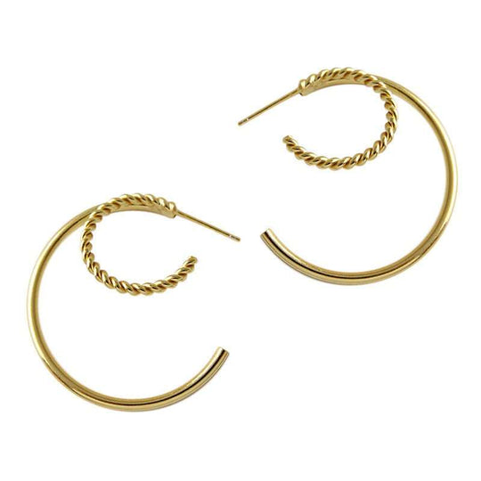 Fashion Double Layers Twisted 925 Sterling Silver Hoop Earrings - JEWELLY