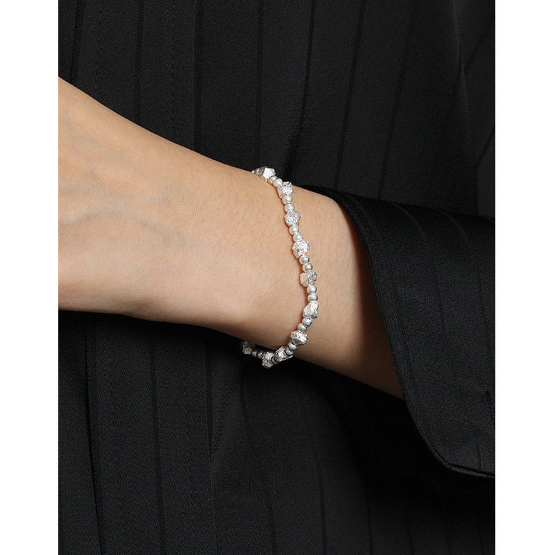 Fashion Geometry Broken Stones Beads 925 Sterling Silver Bracelet - JEWELLY