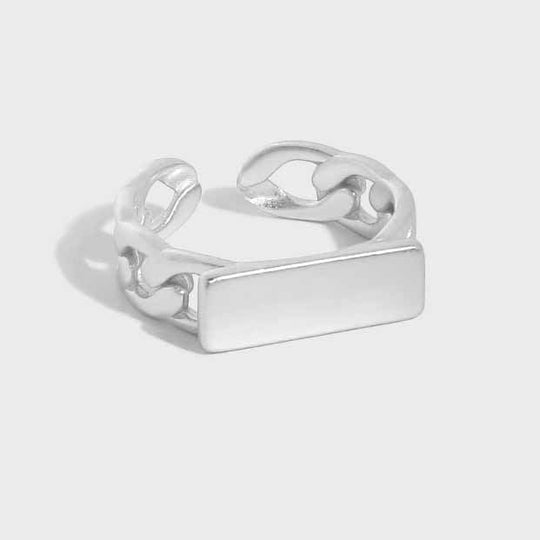 Fashion Geometry Rectangle Chain 925 Sterling Silver Adjustable Ring - JEWELLY