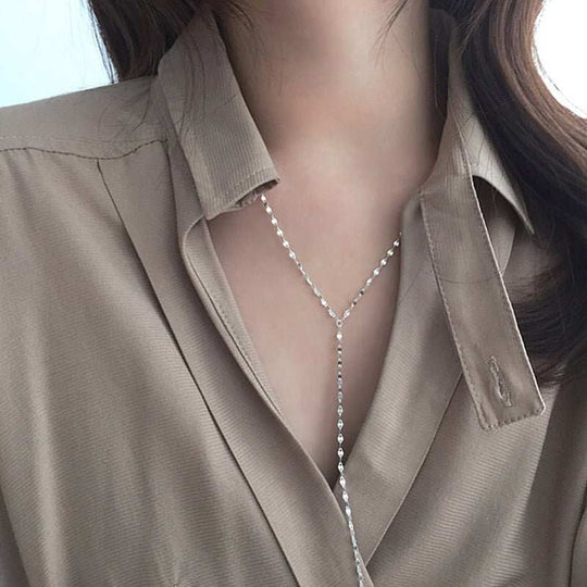 Fashion Hollow Chain Y Shape 925 Sterling Silver NecklacePendant Size: 140mm 
Metal Material: Solid 925 Sterling Silver
Accent Stone: AAA Cubic Zirconia
Metal Electroplating: 18K Yellow Gold/Rhodium
Chain Length: 490mm + 5JEWELLYJEWELLYShape 925 Sterling Silver Necklace