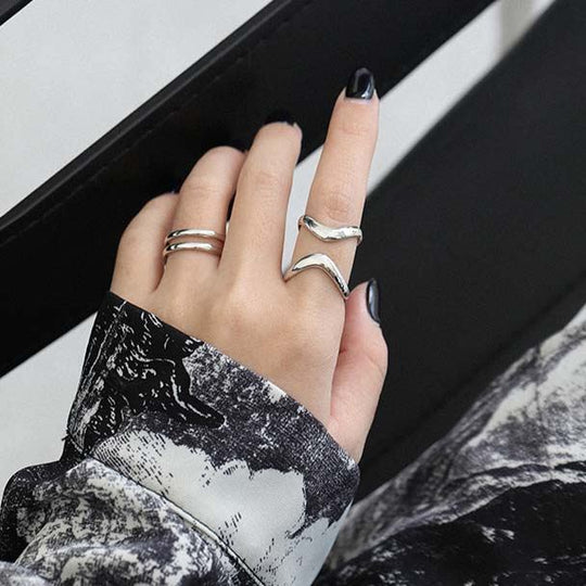 Fashion Hollow Irregular 925 Sterling Silver Adjustable Ring - JEWELLY