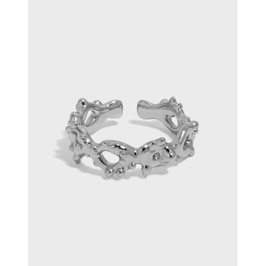 Fashion Hollow Rivet Chain 925 Sterling Silver Adjustable Ring - JEWELLY