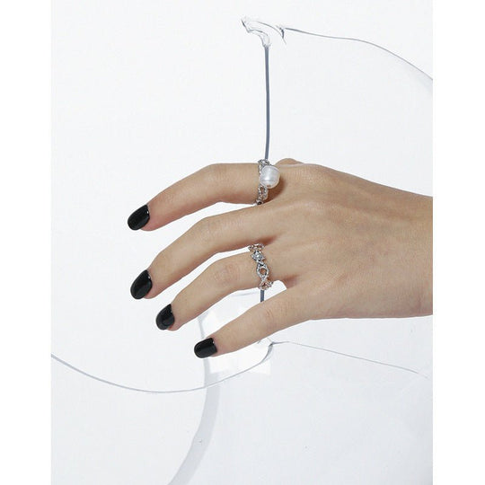 Fashion Hollow Rivet Chain 925 Sterling Silver Adjustable Ring - JEWELLY