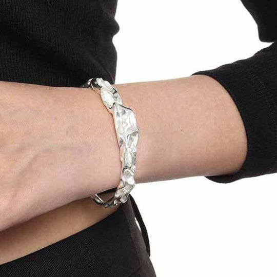 Fashion Irregular 925 Sterling Silver Open Bangle - JEWELLY