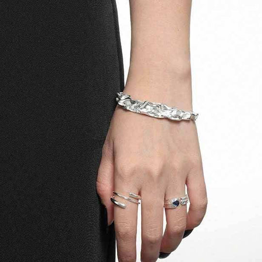 Fashion Irregular 925 Sterling Silver Open Bangle - JEWELLY