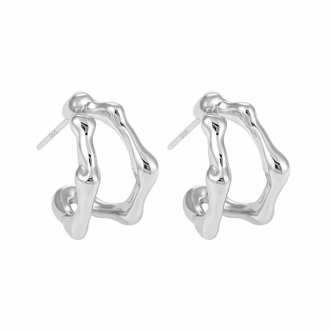 Fashion Irregular Bamboo Double Layers C Shape 925 Sterling Silver StuEarring Size: 16.3mm * 11.2mm 
Metal Material: Solid 925 Sterling Silver
Metal Electroplating: 18K Yellow Gold /Rhodium
Earring Backs: Solid 925 Sterling Silver
TotaJEWELLYJEWELLYShape 925 Sterling Silver Stud Earrings