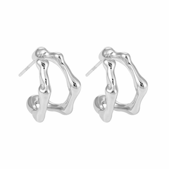 Fashion Irregular Bamboo Double Layers C Shape 925 Sterling Silver StuEarring Size: 16.3mm * 11.2mm 
Metal Material: Solid 925 Sterling Silver
Metal Electroplating: 18K Yellow Gold /Rhodium
Earring Backs: Solid 925 Sterling Silver
TotaJEWELLYJEWELLYShape 925 Sterling Silver Stud Earrings