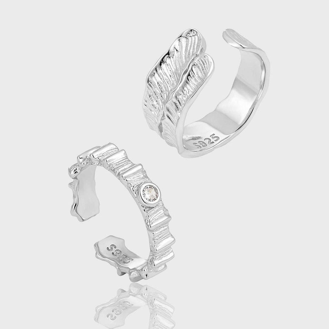 Fashion Irregular Drawing Pattern Folding 925 Sterling Silver Adjustable Promise Ring - JEWELLY