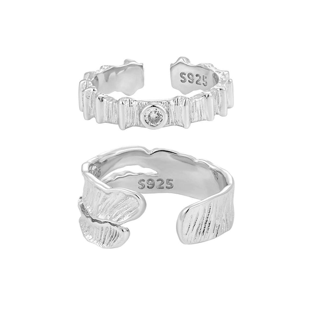 Fashion Irregular Drawing Pattern Folding 925 Sterling Silver Adjustable Promise Ring - JEWELLY