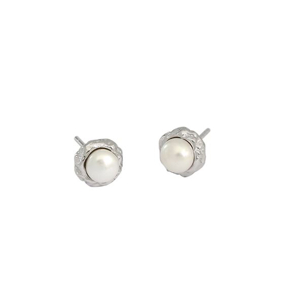 Fashion Irregular Freshwater Pearl 925 Sterling Silver Stud Earrings - JEWELLY