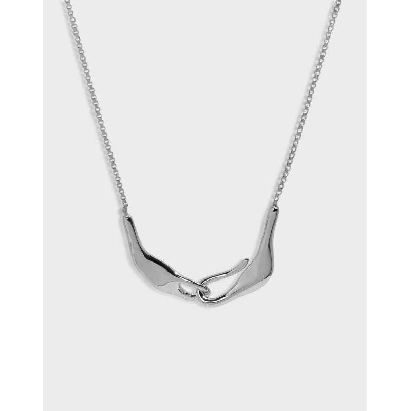 Fashion Irregular Hand In han 925 Sterling Silver NecklacePendant Size: 45mm * 10mm 
Metal Material: Solid 925 Sterling Silver
Metal Electroplating: 18K Yellow Gold/Rhodium
Chain Length: 400mm + 50mm Adjustable
Total WeightJEWELLYJEWELLYhan 925 Sterling Silver Necklace