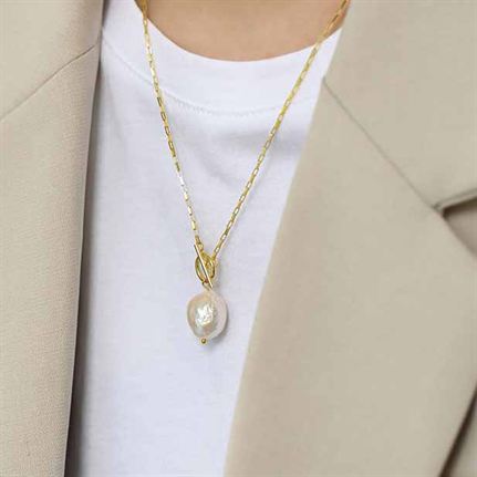 Fashion Irregular Natural Pearl 925 Sterling Silver Necklace - JEWELLY