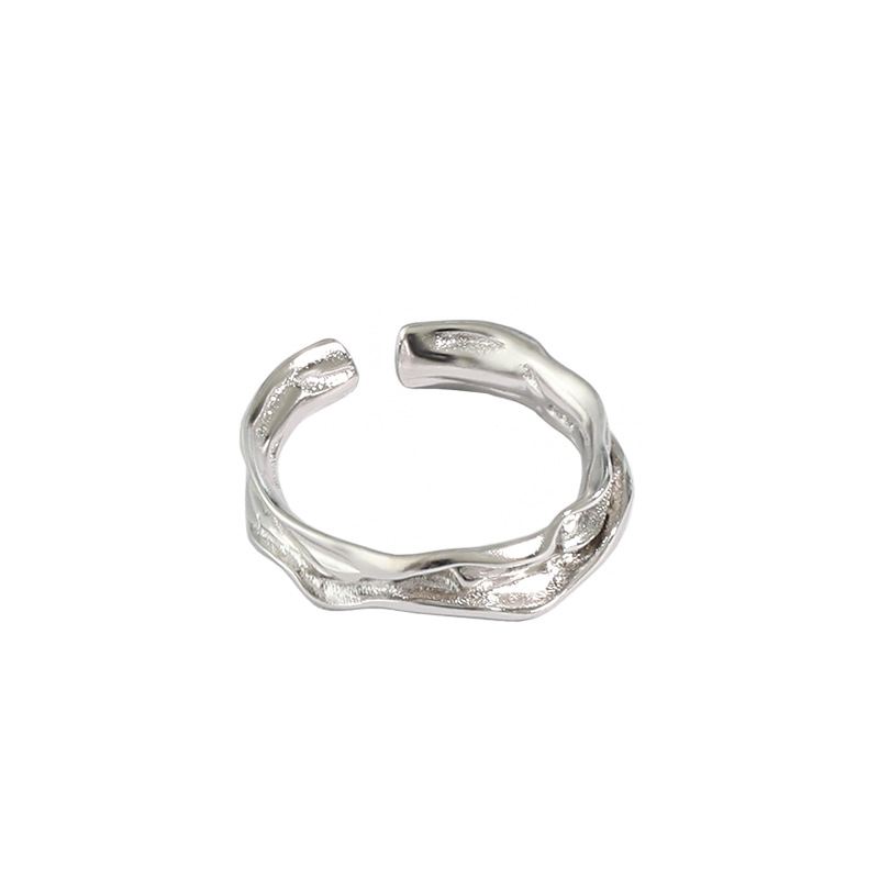 Fashion Irregular Texture 925 Sterling Silver Adjustable Ring - JEWELLY